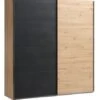 Armoire SALTOV 204x222 Chêne/noir -Meubles Reduction Magasin 162315