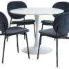 RINGSTED Ø100 Table Blanc + 4 MANSTRUP Chaises Pétrole -Meubles Reduction Magasin 163414