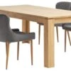 LINTRUP L190/280 Table Chêne + 4 PEBRINGE Velours Gris -Meubles Reduction Magasin 163538