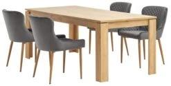 LINTRUP L190/280 Table Chêne + 4 PEBRINGE Velours Gris