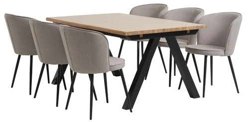 SANDBY L160 Table Chêne Naturel + 4 RISSKOV Chaises Gris C. 4 SANDBY L160 Table Chêne Naturel + 4 RISSKOV Chaises Gris C. – Image 2