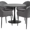 RINGSTED Ø100 Table Noir + 4 SABRO Chaises Gris/noir -Meubles Reduction Magasin 163875