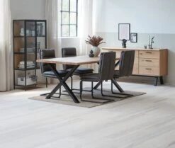 Royal Oak Buffet SANDBY 2 Portes + 3 Tiroirs Chêne Naturel/noir -Meubles Reduction Magasin 165016