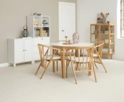 Table MARSTRAND Ø110/110x200 Blanc/naturel -Meubles Reduction Magasin 165048 2