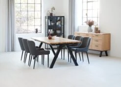 Royal Oak Buffet SANDBY 2 Portes + 3 Tiroirs Chêne Naturel/noir -Meubles Reduction Magasin 165161