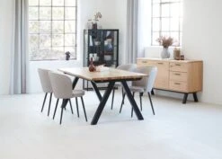 SANDBY L210 Table Chêne Naturel + 4 RISSKOV Chaises Gris C. -Meubles Reduction Magasin 165162 1