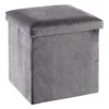 Pouf KALUM 38x38 A/rangement Velours Gris -Meubles Reduction Magasin 165459