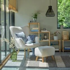 Fauteuil HUNDESTED Blanc Cassé -Meubles Reduction Magasin 169294 2