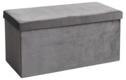 Pouf AUNING 76x38 A/rangement Velours Gris
