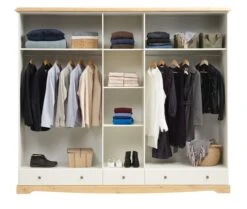 Armoire ROLD 251×216 Blanc/pin -Meubles Reduction Magasin 179683