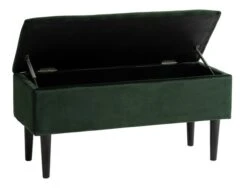 Banc BADSTED A/rangement Velours Vert Foncé -Meubles Reduction Magasin 181289