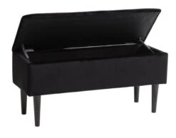 Banc BADSTED A/rangement Velours Noir -Meubles Reduction Magasin 181487