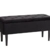 Banc BADSTED A/rangement Velours Noir -Meubles Reduction Magasin 181507