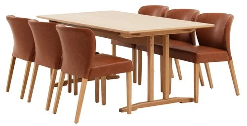 AALBORG L180/270 Table + 4 KULBY Chaises Brun/chêne 4 AALBORG L180/270 Table + 4 KULBY Chaises Brun/chêne – Image 2