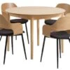 MARSTRAND Ø110 Table Chêne + 4 HVIDOVRE Chaises Chêne/noir