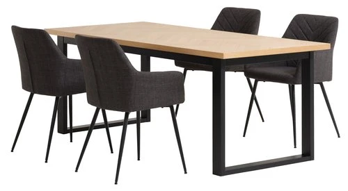 AGERSKOV L200 Table Chêne + 4 PURHUS Chaises Gris 3 AGERSKOV L200 Table Chêne + 4 PURHUS Chaises Gris