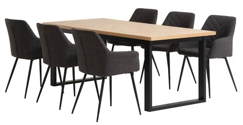 AGERSKOV L200 Table Chêne + 4 PURHUS Chaises Gris 4 AGERSKOV L200 Table Chêne + 4 PURHUS Chaises Gris – Image 2