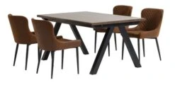 SANDBY L160 Table Chêne Foncé + 4 PEBRINGE Brun/noir