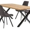 ROSKILDE L200 Chêne Naturel + 4 HYGUM Chaises Gris -Meubles Reduction Magasin 186611