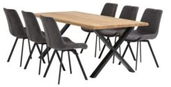 ROSKILDE L200 Chêne Naturel + 4 HYGUM Chaises Gris -Meubles Reduction Magasin 186612