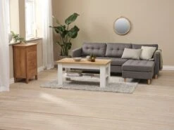 Table Basse MARKSKEL 60x110 Blanc/chêne -Meubles Reduction Magasin 189210 1