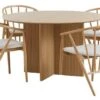 VESTERBORG Ø130 + 4 ARNBORG Chêne/crème -Meubles Reduction Magasin 189367