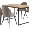 AABENRAA L120 Table Chêne + 4 KOKKEDAL Chaises Velours Gris
