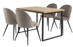 AABENRAA L120 Table Chêne + 4 KOKKEDAL Chaises Velours Gris