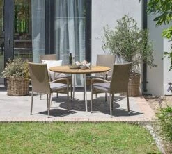 Table De Jardin BASTRUP Ø120 Naturel/blanc -Meubles Reduction Magasin 201535