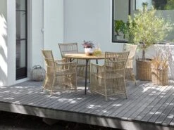 Table De Jardin BASTRUP Ø120 Naturel/noir -Meubles Reduction Magasin 201545