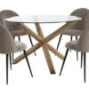 AGERBY Ø119 Table Chêne + 4 KOKKEDAL Chaises Velours Gris -Meubles Reduction Magasin 204952