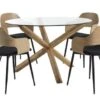 AGERBY Ø119 Table Chêne + 4 HVIDOVRE Chaises Chêne/noir -Meubles Reduction Magasin 204967