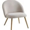Fauteuil THORUP Tissu Beige/coloris Chêne -Meubles Reduction Magasin 212364