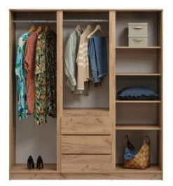 Armoire LIMFJORDEN 180x200 Combi Coloris Chêne Naturel -Meubles Reduction Magasin 213407