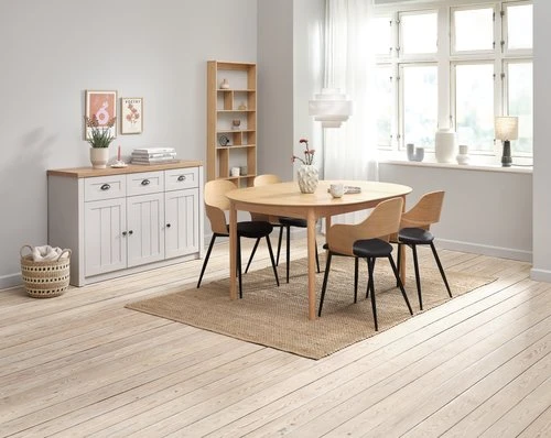MARSTRAND Ø110 Table Chêne + 4 HVIDOVRE Chaises Chêne/noir 6 MARSTRAND Ø110 Table Chêne + 4 HVIDOVRE Chaises Chêne/noir – Image 4
