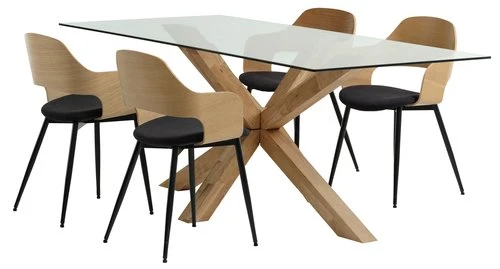AGERBY L190 Table Chêne + 4 HVIDOVRE Chaises Chêne/noir 3 AGERBY L190 Table Chêne + 4 HVIDOVRE Chaises Chêne/noir