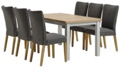 MARKSKEL L150/193 Table Gris Clair + 4 NORDRUP Chaises Gris -Meubles Reduction Magasin 213903