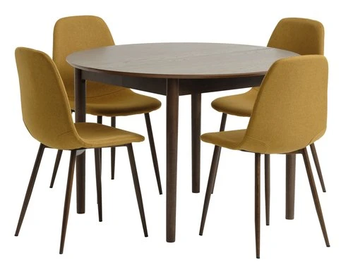 MARSTRAND Ø110 Table Chêne Foncé + 4 JONSTRUP Curry/chêne F. 3 MARSTRAND Ø110 Table Chêne Foncé + 4 JONSTRUP Curry/chêne F.