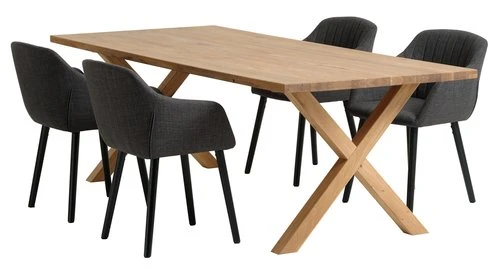 GRIBSKOV L230 Table Chêne + 4 ADSLEV Chaises Anthracite 3 GRIBSKOV L230 Table Chêne + 4 ADSLEV Chaises Anthracite