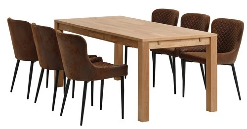 HAGE L190 Table Chêne + 4 PEBRINGE Chaises Brun/noir 4 HAGE L190 Table Chêne + 4 PEBRINGE Chaises Brun/noir – Image 2