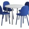 HANSTED Ø100 Table Gris Chaud + 4 EJSTRUP Chaises Bleu -Meubles Reduction Magasin 213946