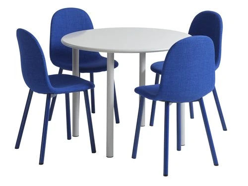 HANSTED Ø100 Table Gris Chaud + 4 EJSTRUP Chaises Bleu 3 HANSTED Ø100 Table Gris Chaud + 4 EJSTRUP Chaises Bleu