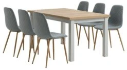 MARKSKEL L150/193 Table Gris + 4 JONSTRUP Chaises Bleu Clair -Meubles Reduction Magasin 213956