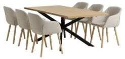 NORTOFT L200 Table Chêne + 4 ADSLEV Chaises Tissu Beige 8 NORTOFT L200 Table Chêne + 4 ADSLEV Chaises Tissu Beige -Meubles Reduction Magasin 213972