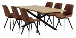 NORTOFT L200 Table Chêne + 4 HYGUM Chaises Cognac 8 NORTOFT L200 Table Chêne + 4 HYGUM Chaises Cognac -Meubles Reduction Magasin 213976