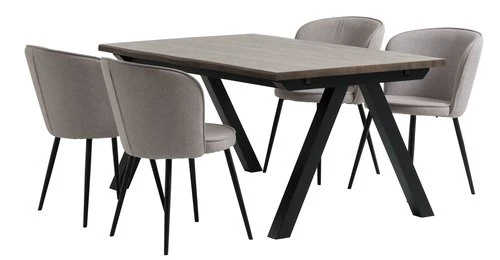SANDBY L160 Table Chêne Foncé + 4 RISSKOV Chaises Gris Clair 3 SANDBY L160 Table Chêne Foncé + 4 RISSKOV Chaises Gris Clair