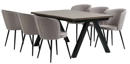 SANDBY L160 Table Chêne Foncé + 4 RISSKOV Chaises Gris Clair 4 SANDBY L160 Table Chêne Foncé + 4 RISSKOV Chaises Gris Clair – Image 2
