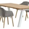 SKAGEN L200 Table Blanc/ch. + 4 ADSLEV Chaises Velours Gris