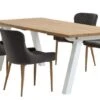 SKAGEN L200 Table Blanc/chêne + 4 PEBRINGE Chaises Vel. Gris -Meubles Reduction Magasin 213989