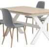 VISLINGE L150 Table Naturel + 4 JONSTRUP Chaises Bleu Clair -Meubles Reduction Magasin 214013
